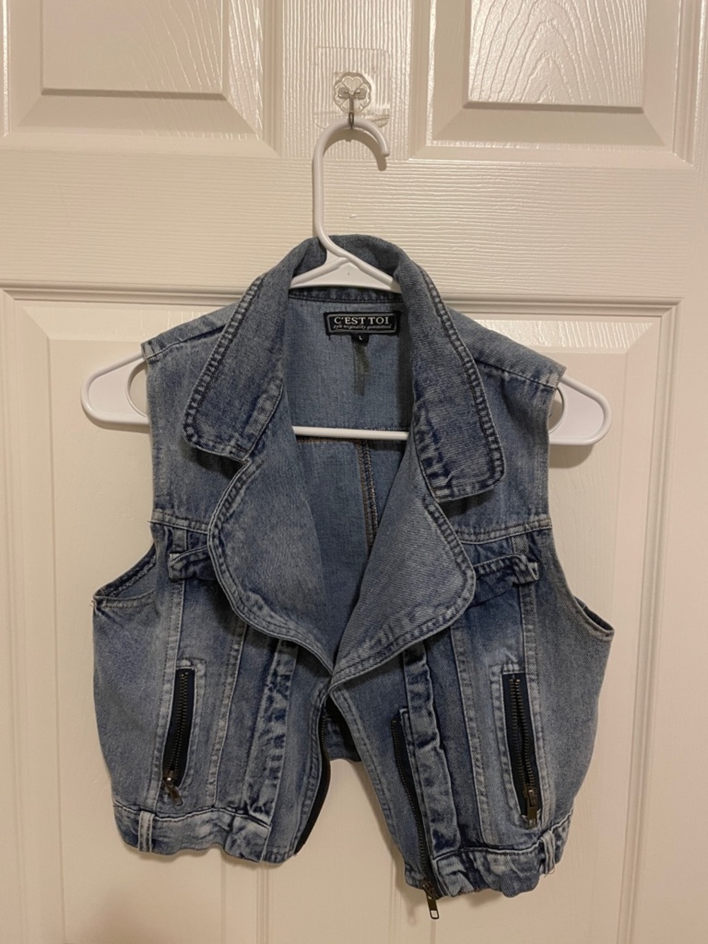 Classic Light Wash Denim Vest - Sleeveless top